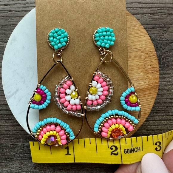 Boho Colorful Beaded Teardrop Earrings - Picture 5 of 5